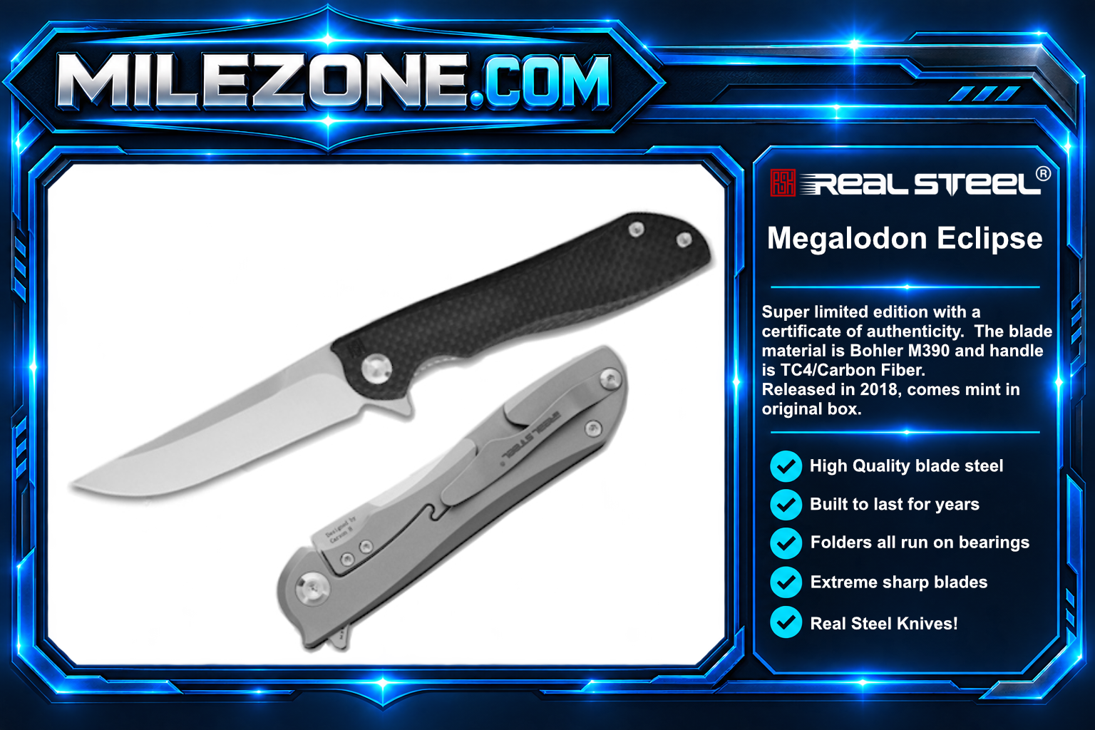 Real Steel Knives Megalodon Eclipse (2018) - 9612