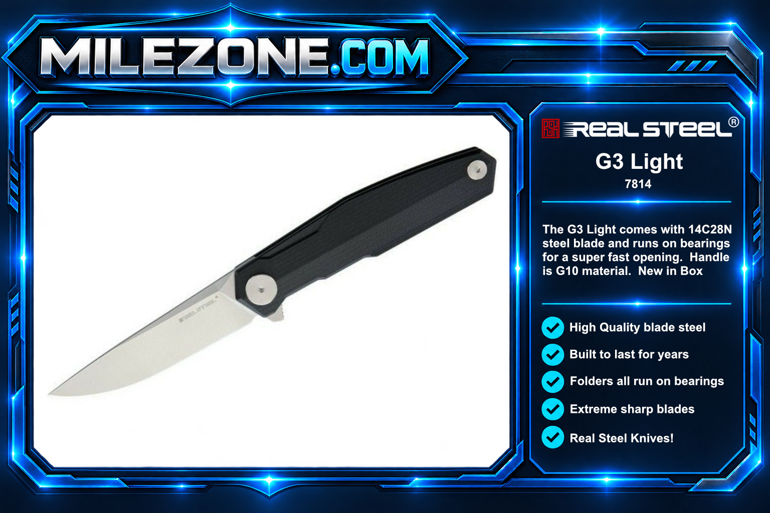 Real Steel Knives G3 Light - G10 Black 7814